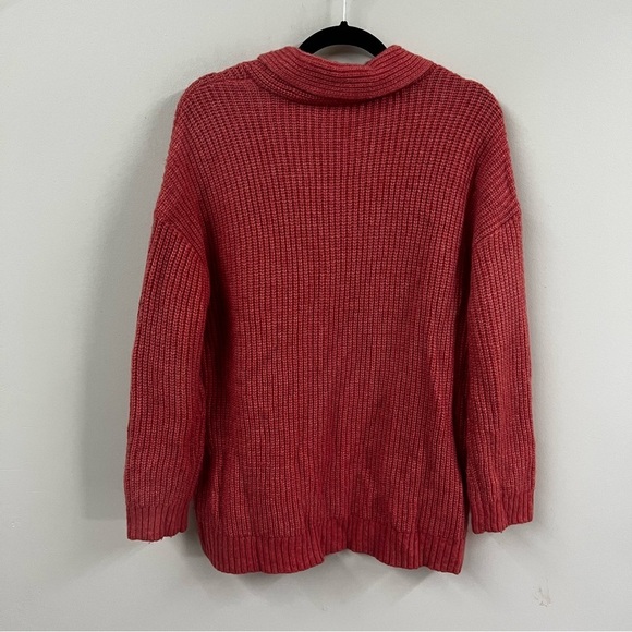 Talbots Shawl Collar Shaker Stitch Coral Sweater - Picture 8 of 11